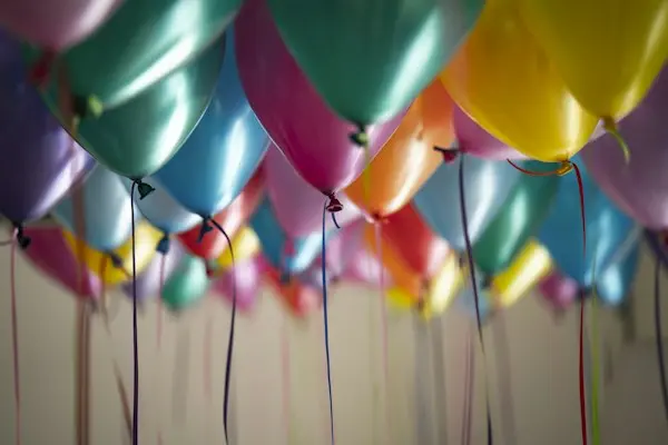 Balloons and decorations ready for a party